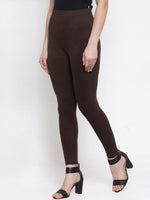 Thumbnail for TAG 7 Women Brown Solid Ankle-Length Leggings - Distacart