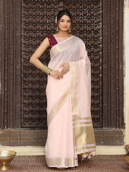 Shree Shyam Fashion Light Pink Cotton Saree - Distacart