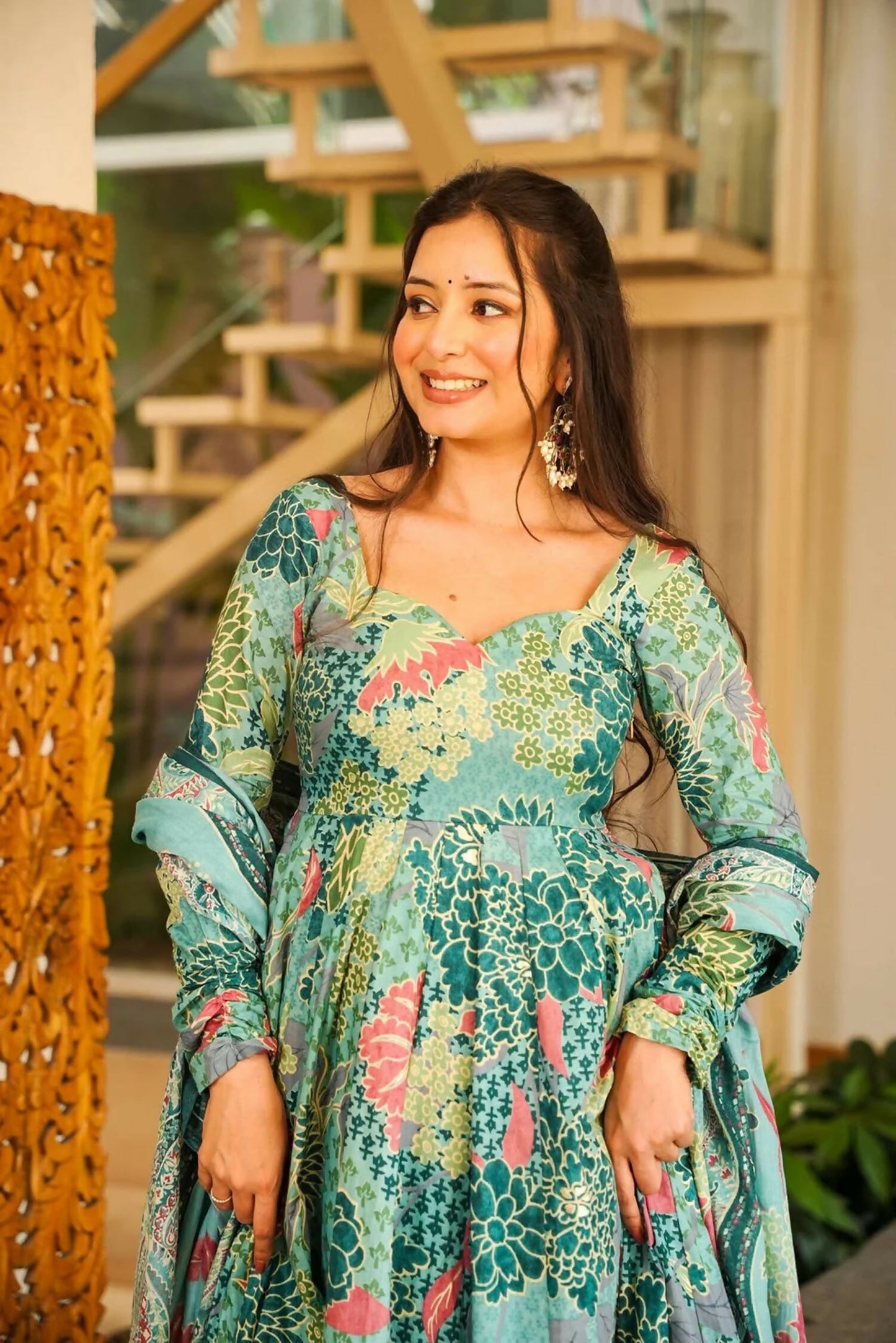 Aayaa Designer Cotton Silk Suit - Sky Blue - Dista