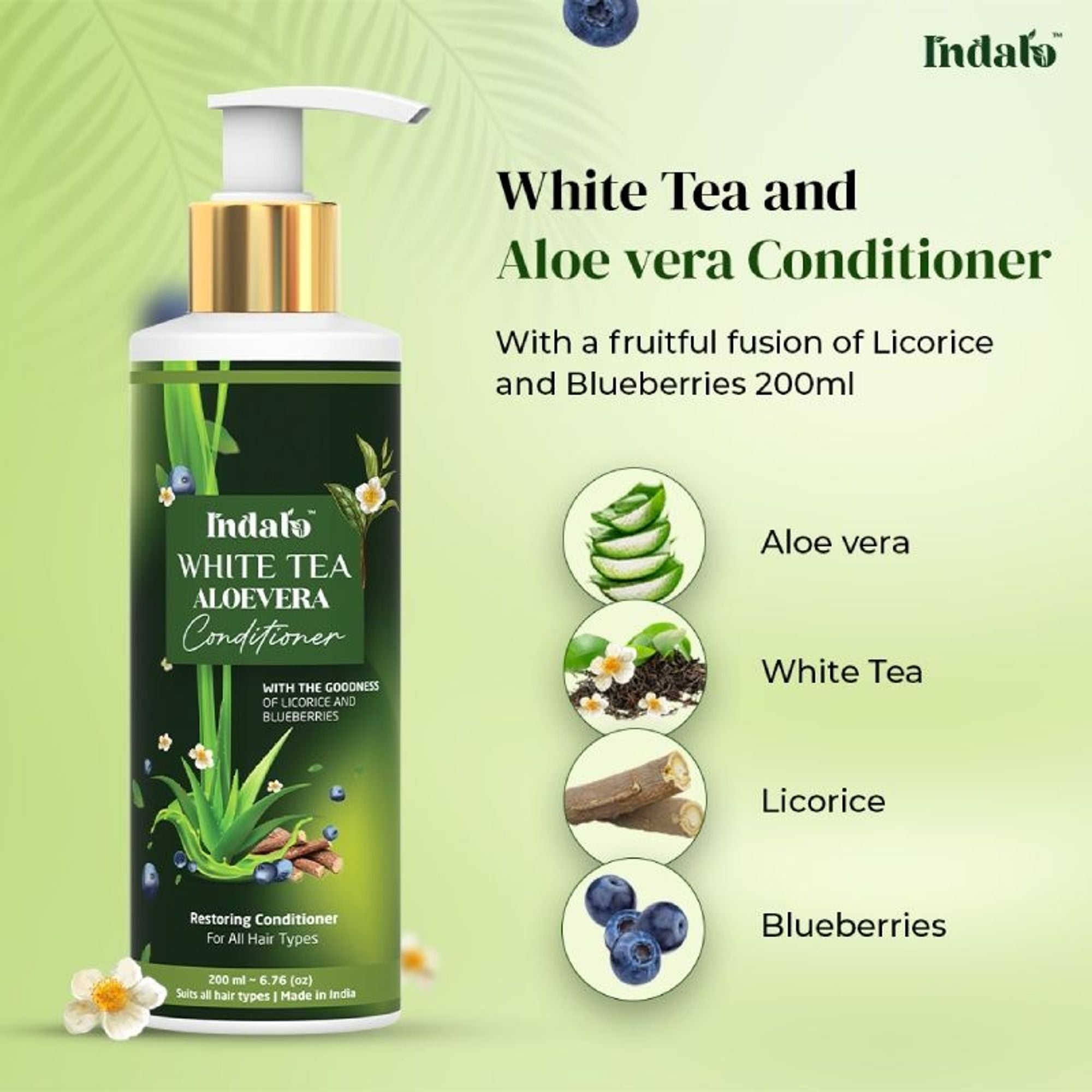 Indalo White Tea Aloe Vera Conditioner For Oily Hair - Dista