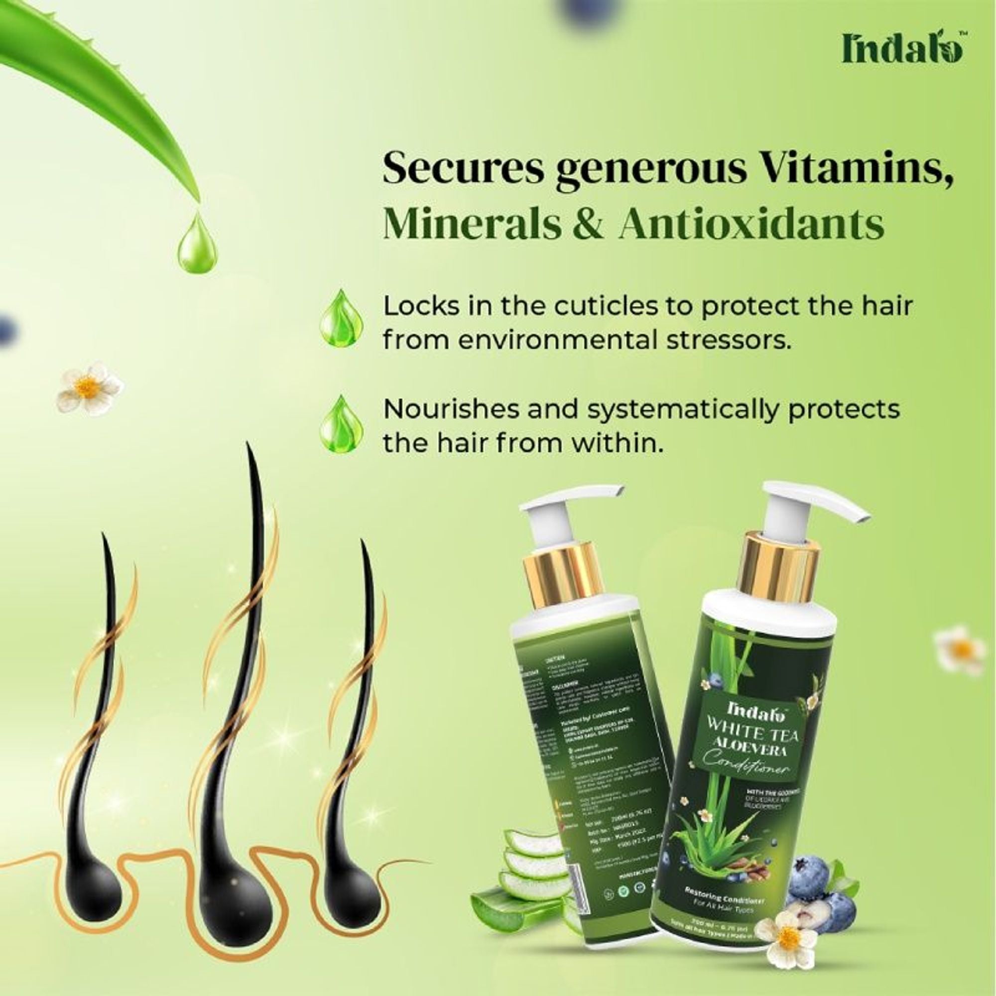 Indalo White Tea Aloe Vera Conditioner For Oily Hair - Dista