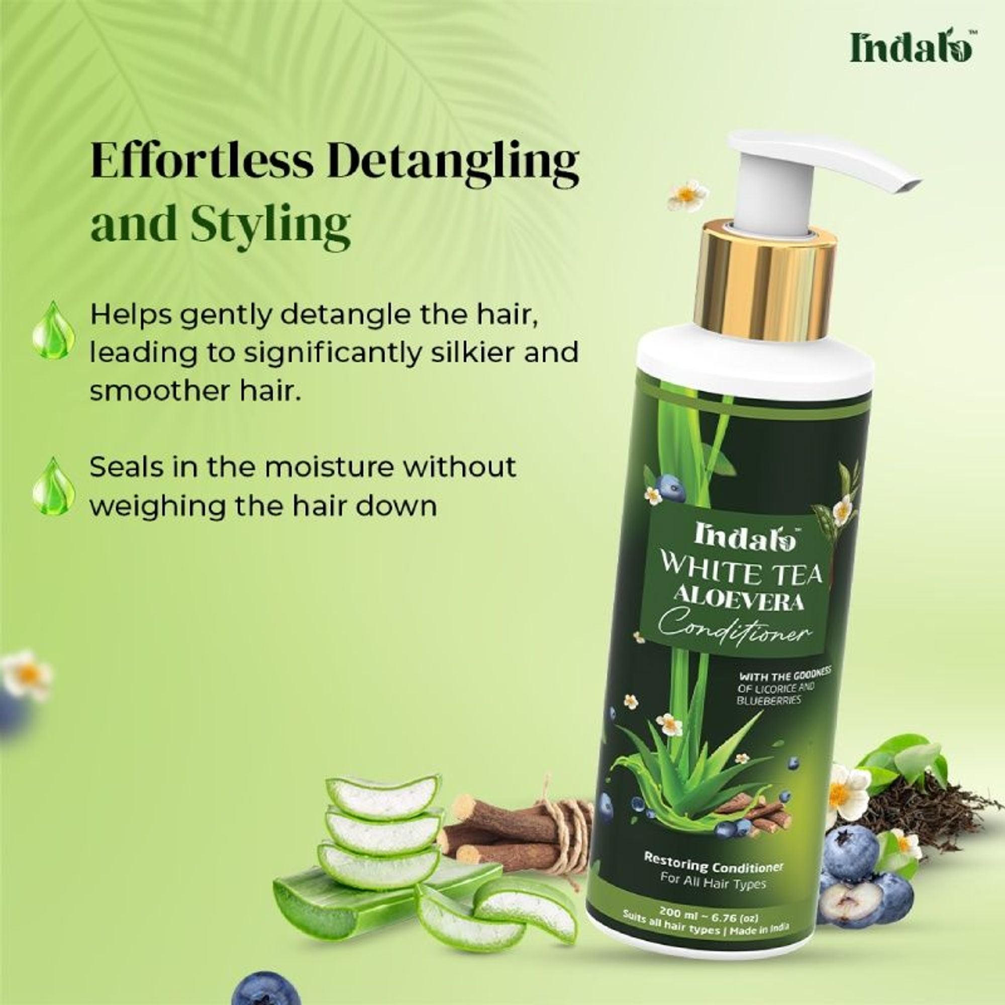 Indalo White Tea Aloe Vera Conditioner For Oily Hair - Dista