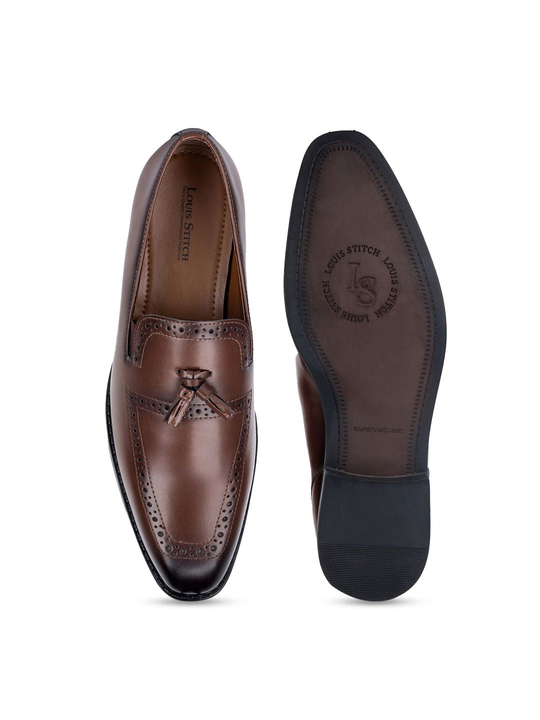LOUIS STITCH Men Formal Slip-On Tassel Moccasin Shoes