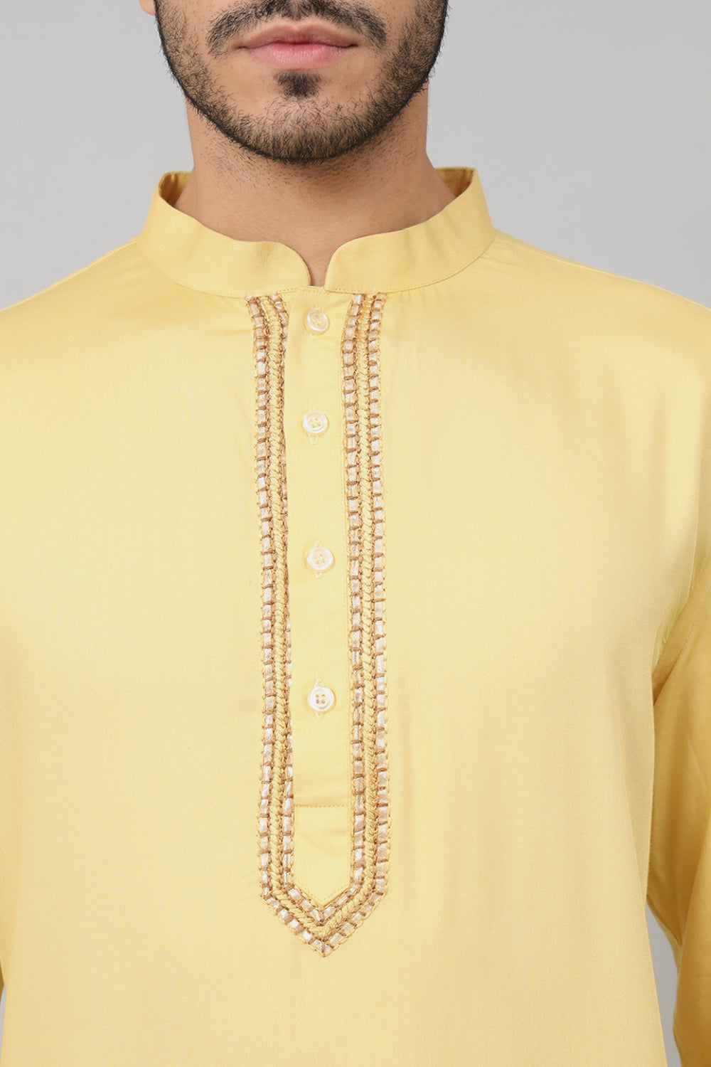 Neckline Embroidered Cotton Kurta by Hilo Design - Distacart