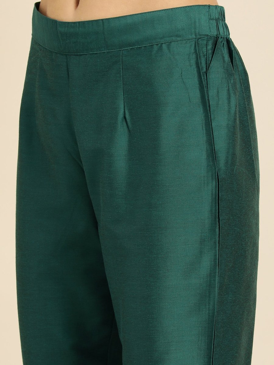 All About You Women Teal Green Ethnic Motifs Kurta with Trousers - Distacart