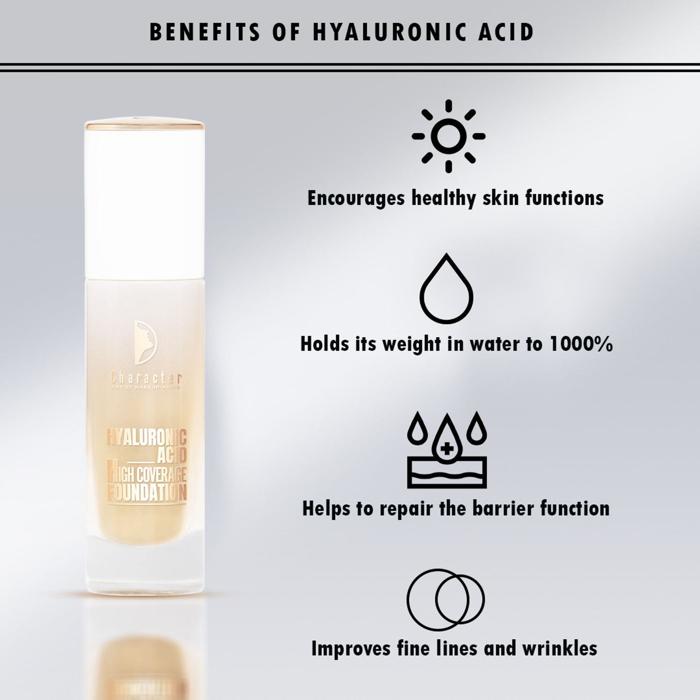 Character Hyaluronic Acid High Coverage Foundation - Tan Glow 002 - Distacart