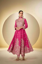 Thumbnail for Anaita Pink Chinon Stitched Anarkali Suit With Codding Dori & Sequence Work - Distacart