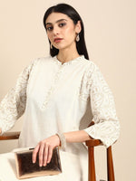 Thumbnail for Anouk Women Paisley Placement Printed Band Collar Straight Pure Cotton Kurta & Trousers - Distacart