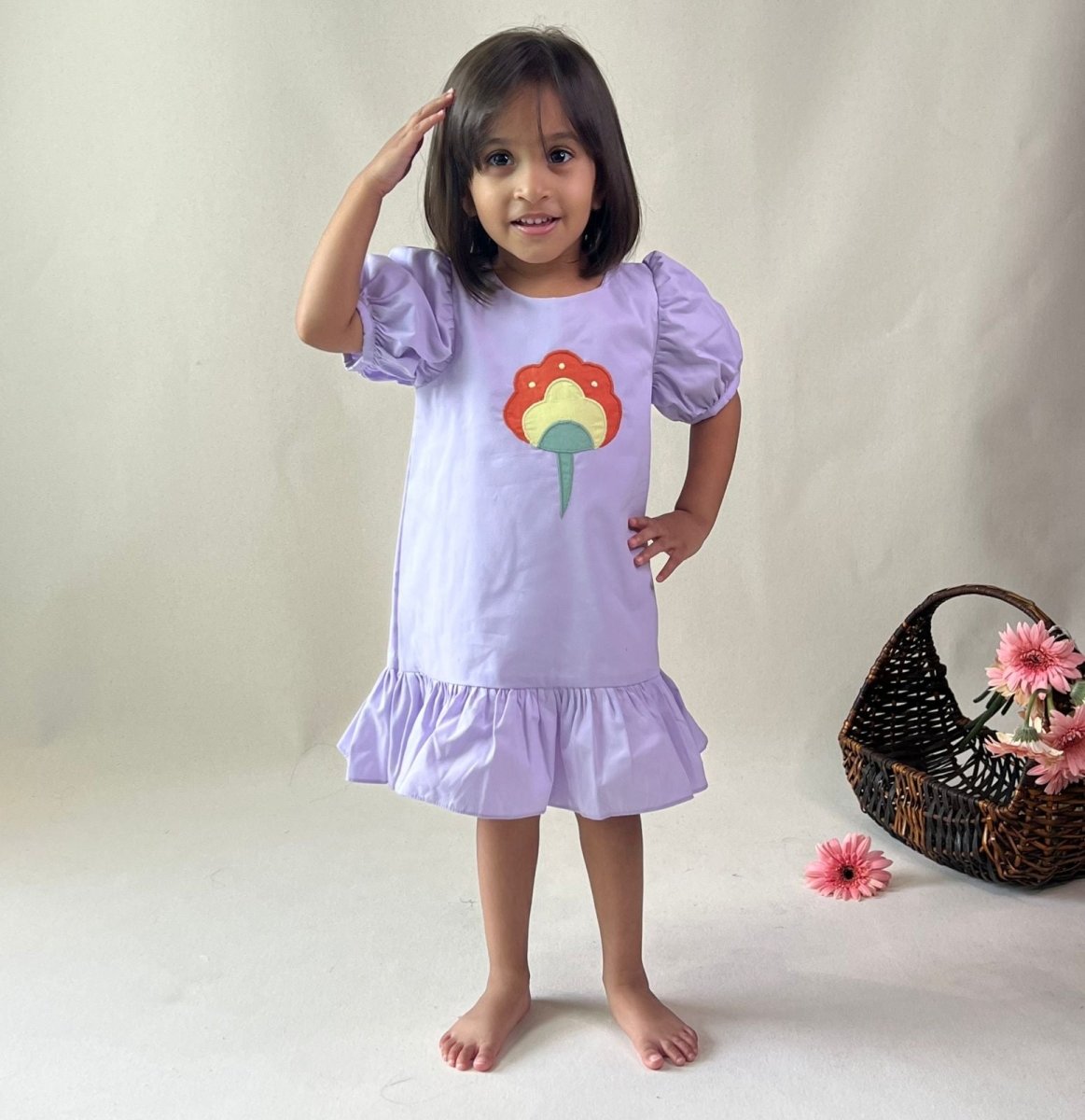 ArthLife Lavender Flower Patch Casual Dress - Distacart