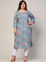 Thumbnail for Swasti Women Green Floral Printed Thread Work Floral Kurta - Distacart