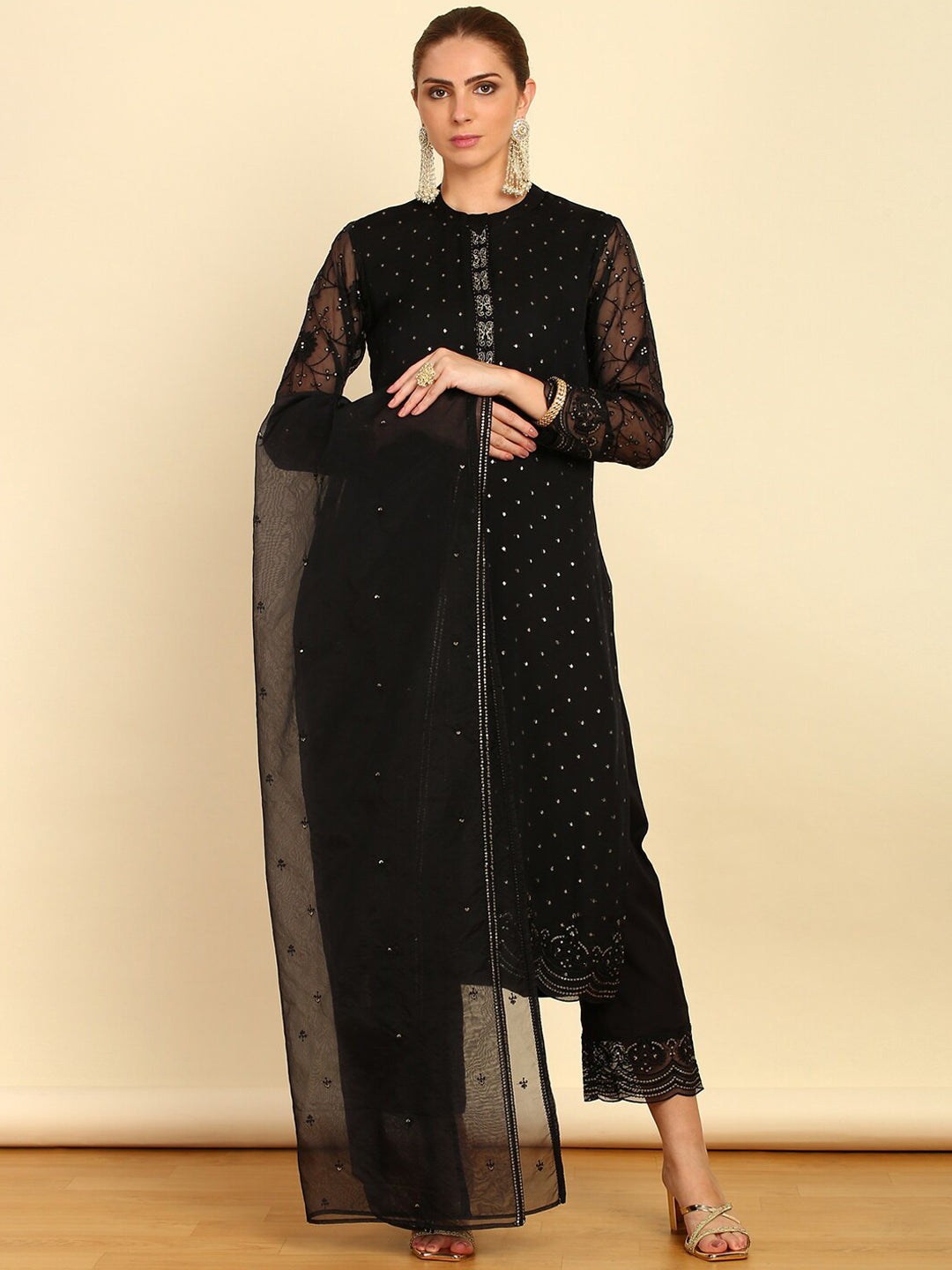 Soch Ethnic Motifs Embroidered Sequinned Kurta With Trousers & Dupatta - Distacart