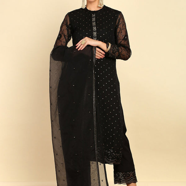 Soch Ethnic Motifs Embroidered Sequinned Kurta With Trousers & Dupatta - Distacart