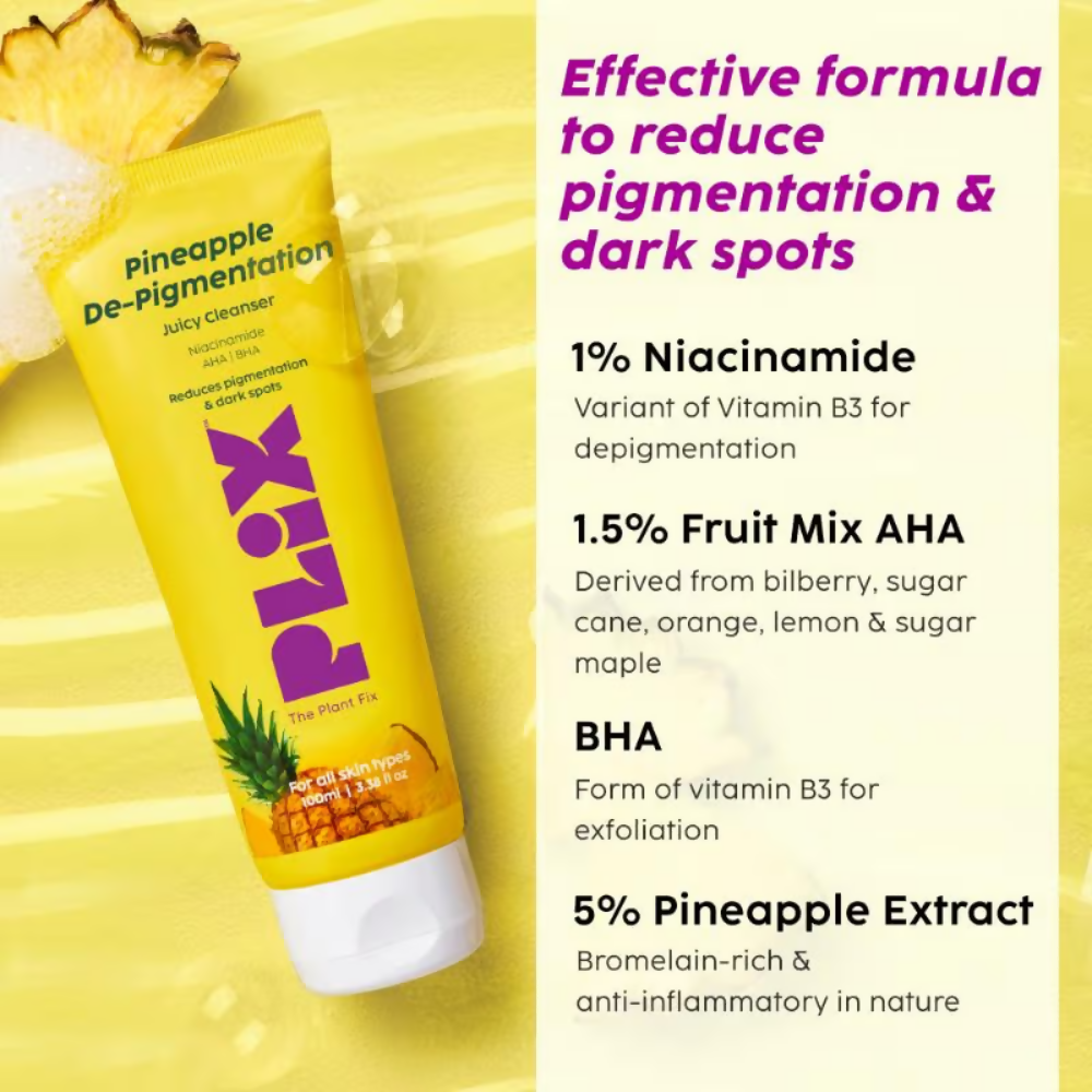 PLIX The Plant Fix Pineapple Depigmentation Regime With Toner, Cleanser & Moisturizer - Distacart