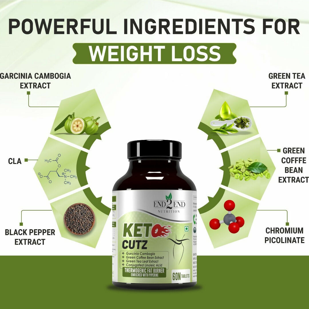End2End Nutrition Keto Cutz Fat Burner For Weight Loss Tablets - Distacart
