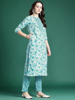 Thumbnail for Indo Era Floral Printed Kurta with Trousers & Dupatta