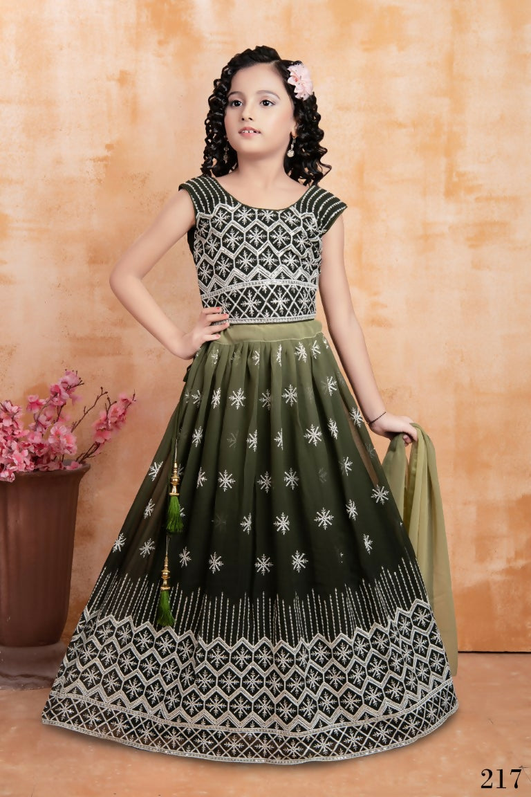 Wedding Designer Mahendi Georgette Kidswear Lehenga - Aaradhna - Distacart
