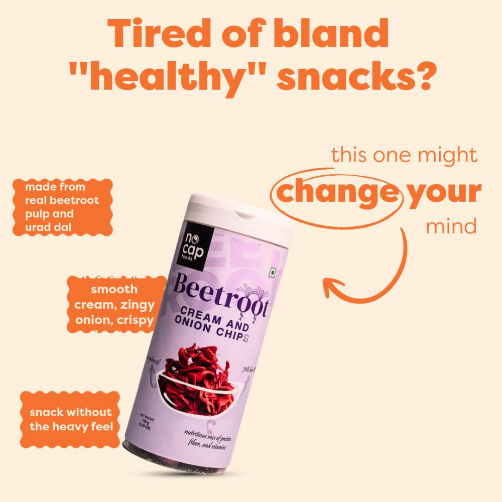 Nocap foods Zero Guilt Healthy Beetroot Chips - Cream&Onion - Dista