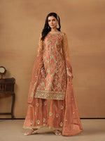 Thumbnail for Anaita Brown Embroidered Net Salwar Suit - Distacart