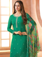 Thumbnail for Anaita D Green Chiffon Suit with Digital Printed & Beats Work - Distacart
