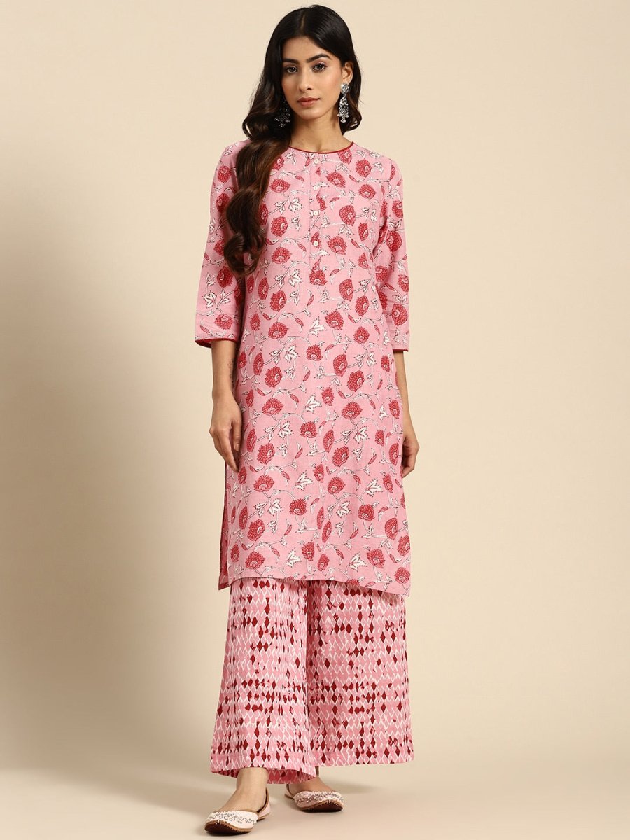 All About You Ethnic Motifs Printed Kurta with Palazzos - Distacart