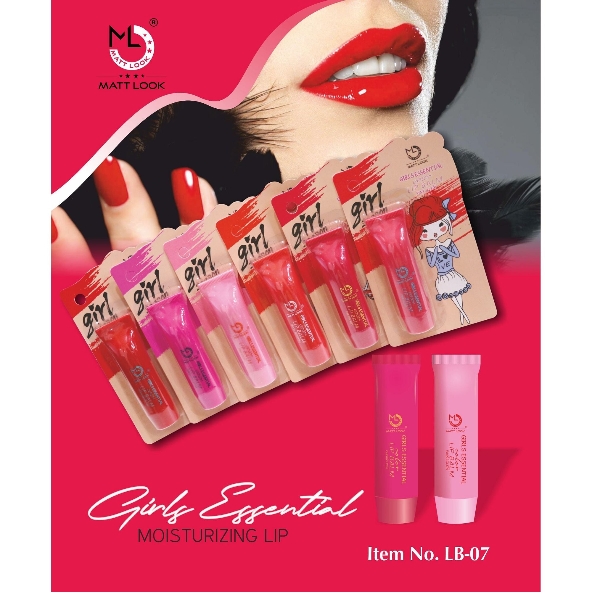 Matt Look Lip Makeup Girls Essential Color Moisturizing Lip Balm - Dangerous Pink - Distacart