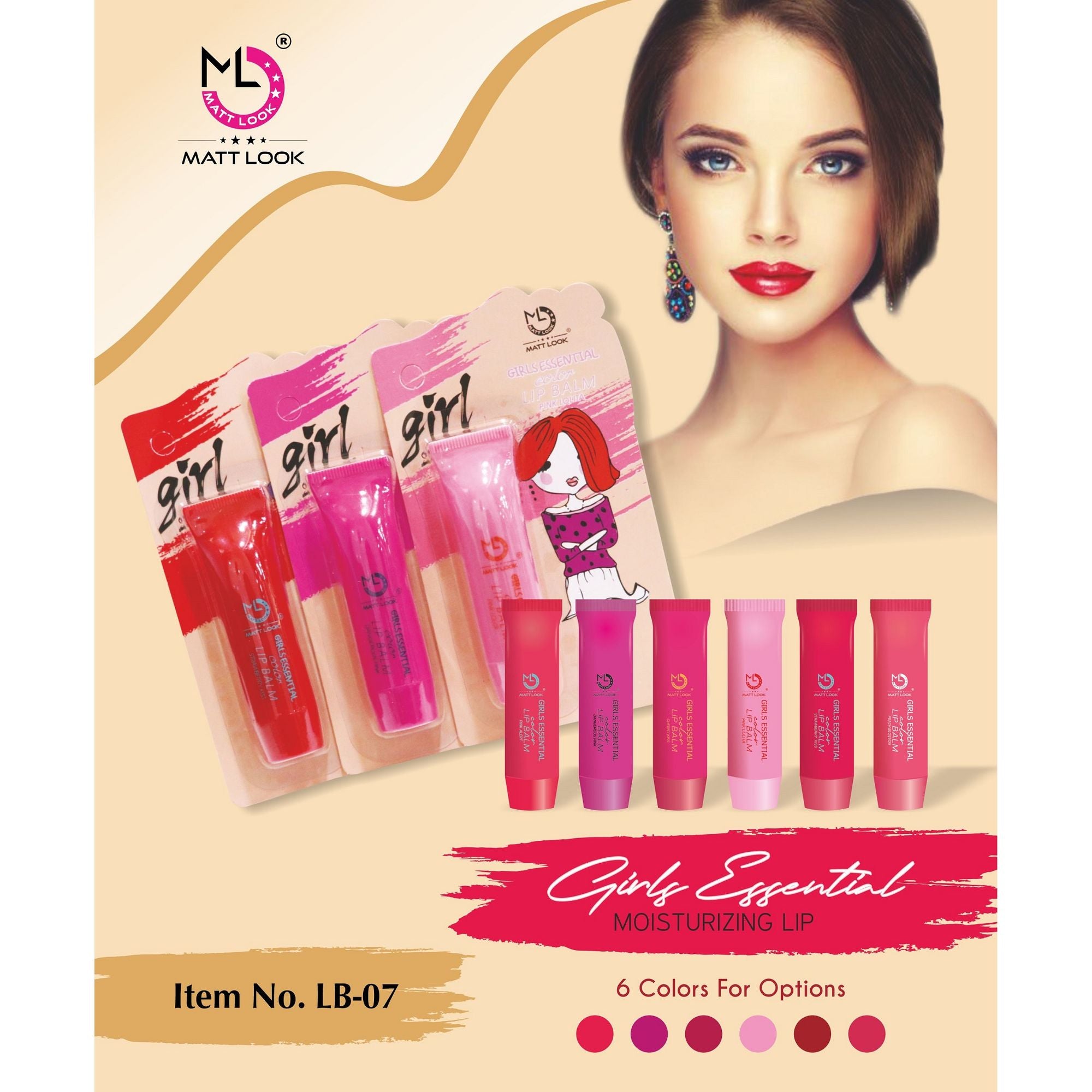 Matt Look Lip Makeup Girls Essential Color Moisturizing Lip Balm - Dangerous Pink - Distacart