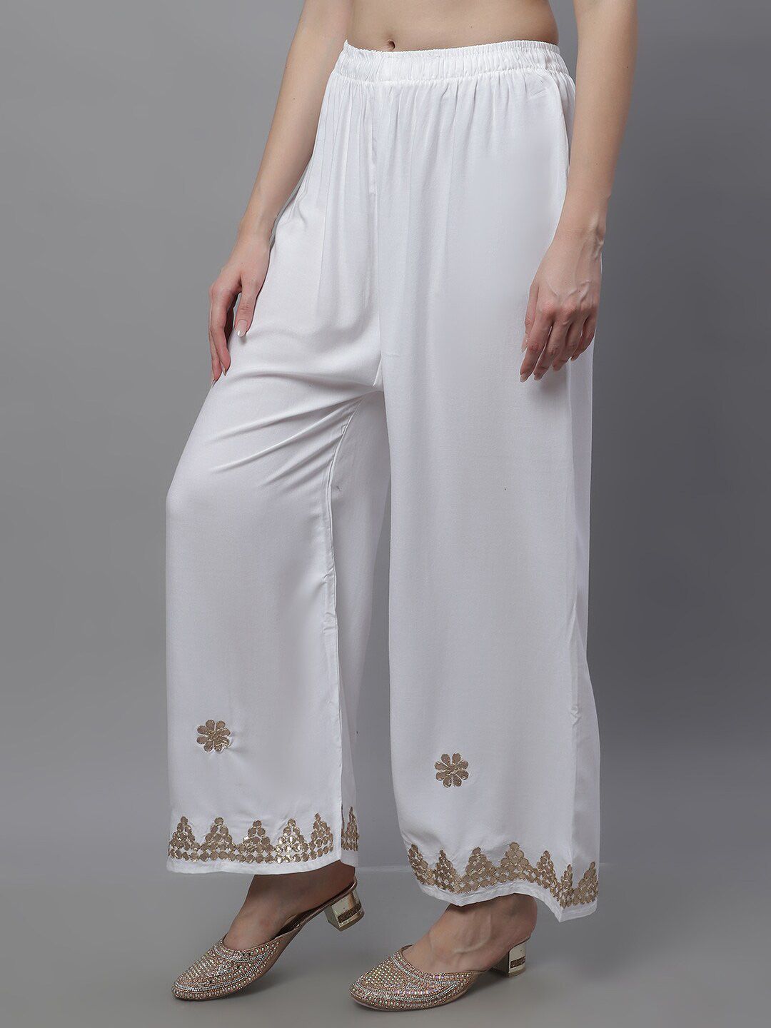 TAG 7 Women Ethnic Motifs Hem Design Flared Palazzos