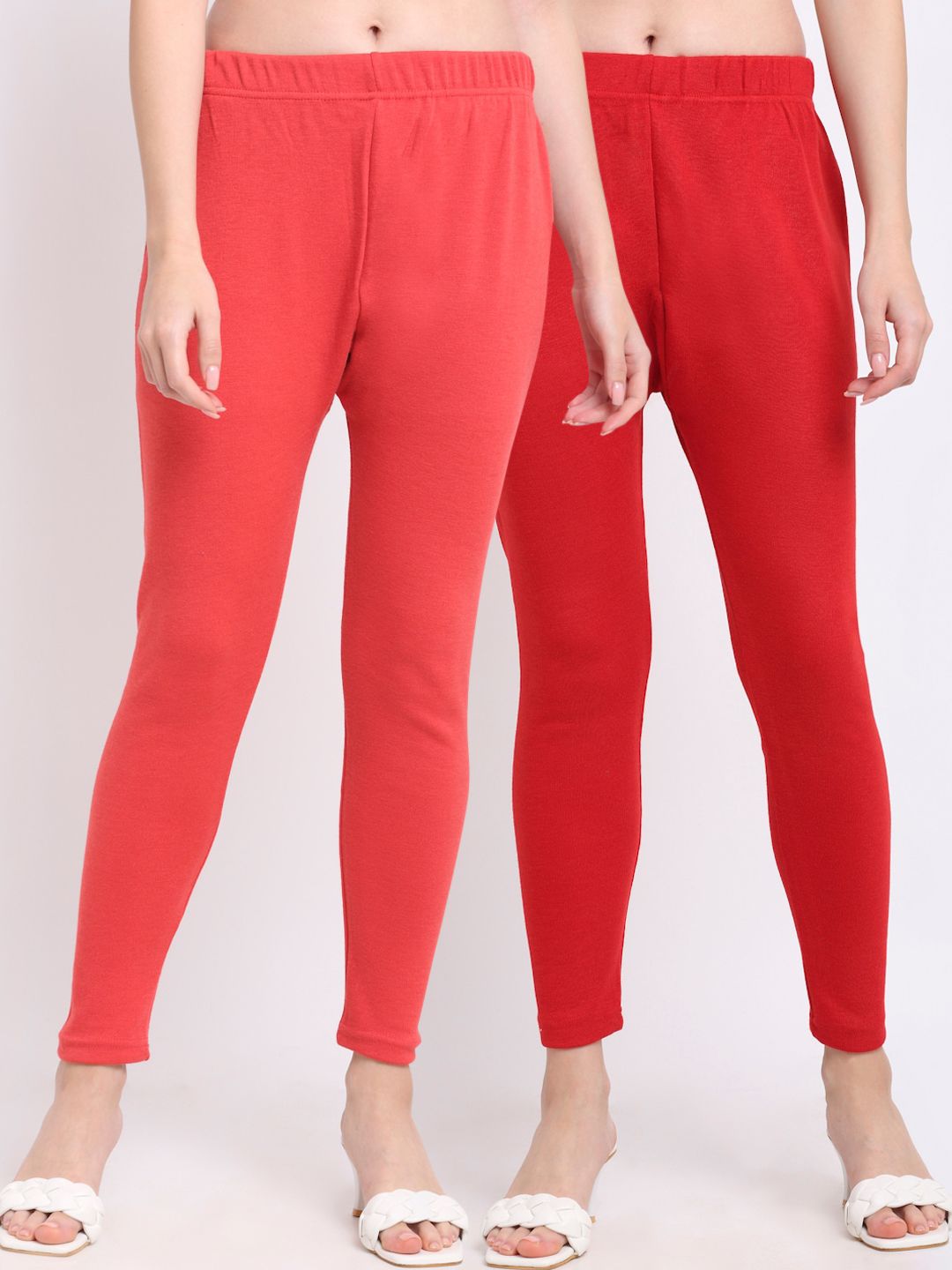 TAG 7 Pack Of 2 Women Peach & Red Wool Leggings - Distacart