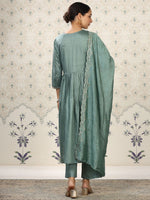 Thumbnail for Ode by House of Pataudi Gotta Patti Empire Kurta with Trousers & Dupatta - Distacart