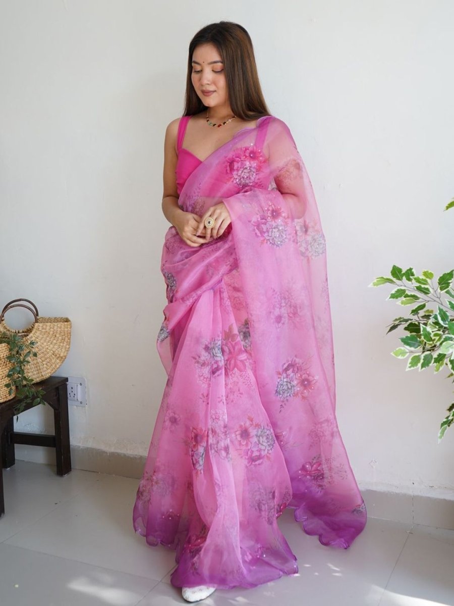 Anouk Floral Printed Organza Saree