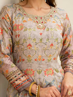 Thumbnail for Functional Designer Grey Jam Silk Anarkali suit with Dupatta-Anbazaar - Distacart