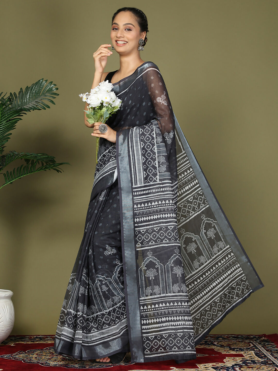 Astita Cotton Black Saree