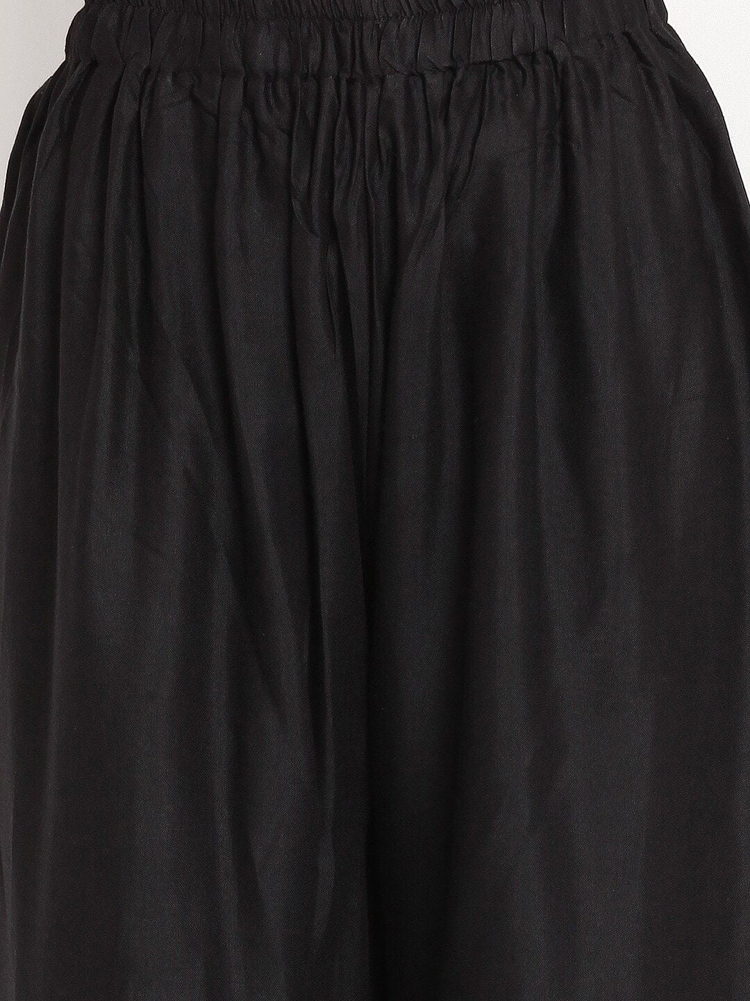 TAG 7 Women Black Solid Flared Palazzos