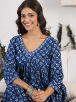 Thumbnail for Indo Era V-Neck Floral Printed Empire Pure Cotton Kurta with Trouser