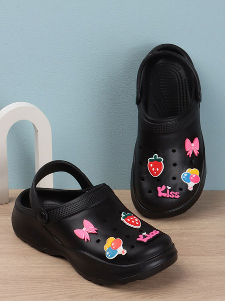 Roadster The Lifestyle Co. Women Black Self Design Lightweight Clogs