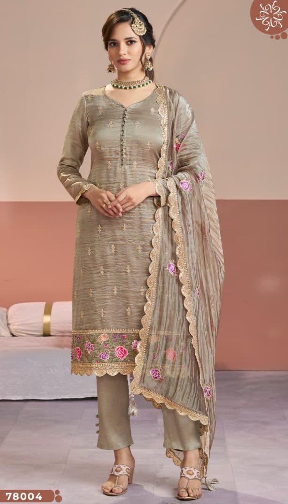 Anaita Chiku Gold Silk Suit With Embroidery & Zari Work - Distacart