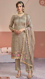 Thumbnail for Anaita Chiku Gold Silk Suit With Embroidery & Zari Work - Distacart