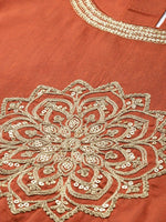 Thumbnail for All About You Women Orange& Cream Embroidered Kurta with Dupatta - Distacart