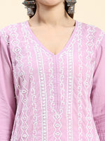 Thumbnail for HOUSE OF KARI Cotton Floral Embroidered Chikankari Kurta - Distacart