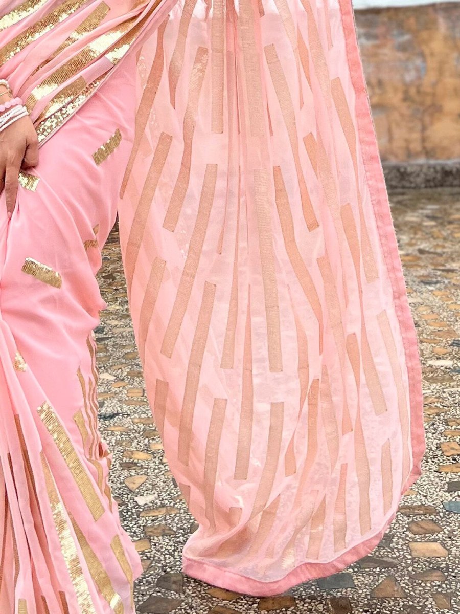 Anouk Embellished Sequinned Pure Georgette Saree - Distacart