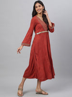 Thumbnail for AURELIA Women Red Ethnic Empire Midi Dress - Distacart