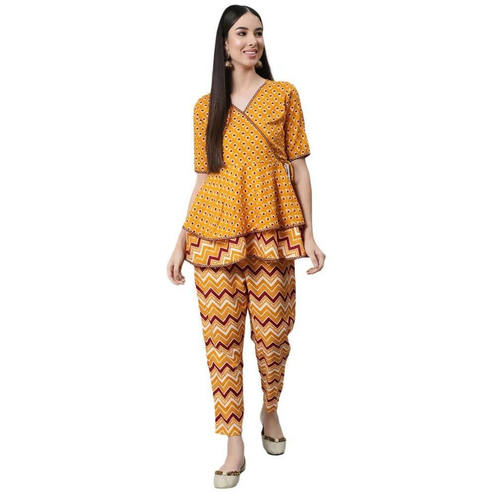 Anubhutee Womens Mustard Kurti with Trouser Set - Distacart
