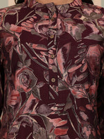 Thumbnail for Ode by House of Pataudi Floral Printed Regular Chanderi Silk Kurta with Trouser - Distacart