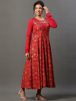 Thumbnail for AURELIA Floral Printed Sequinned A-Line Ethnic Dress
