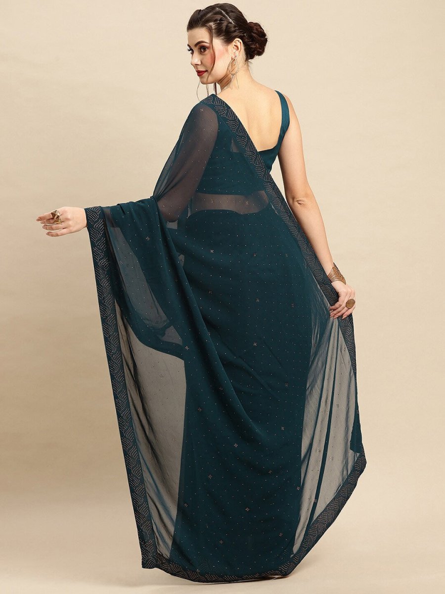 Anouk Embellished Beads and Stones Pure Georgette Saree - Distacart