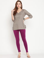 Thumbnail for TAG 7 Women Purple Solid Comfort Fit Ankle Length Leggings - Distacart
