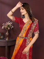 Thumbnail for Ai Fashion Maroon Georgette Digital Print Party Wear Saree
