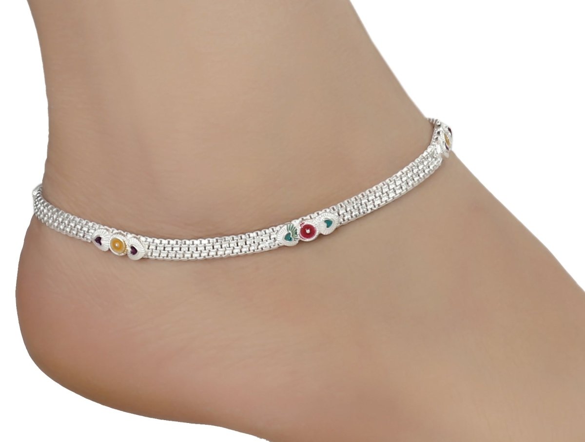 AanyaCentric Silver Plated Traditional Anklets Payal - Classic and Stylish for Women and Girls - Distacart