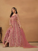 Thumbnail for Anaita Pink Embroidered Net Anarkali Suit - Distacart