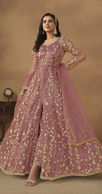 Thumbnail for Anaita Pink Embroidered Butterfly Net Anarkali Suit - Distacart